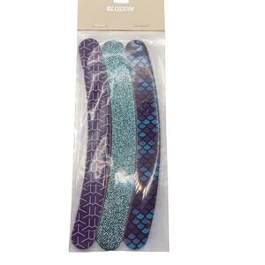 Blossom Nail Files Set 3 Piece Mermaid‎ Scales Geometric Purple Blue Glitter